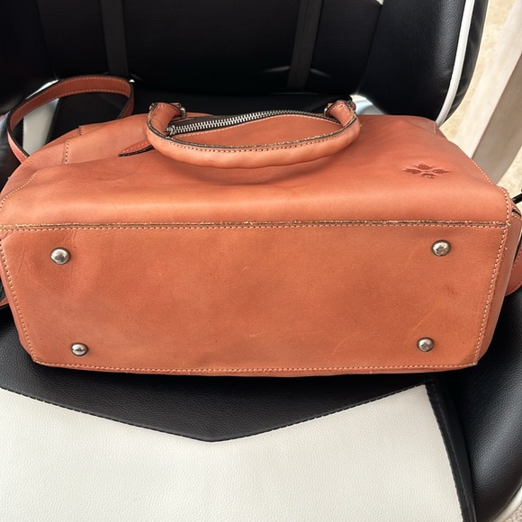 Patricia Nash Purse Cognac Pluma Satchel Feather Leaves Double Handles Crossbody - Picture 5 of 7